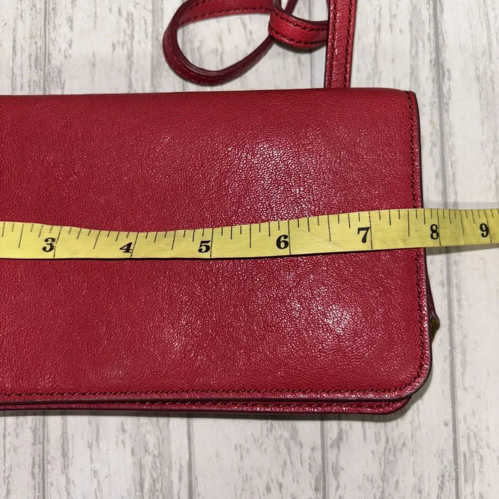 Womens Vintage Fossil Crossbody Red Leather Bag - Picture 7 of 8